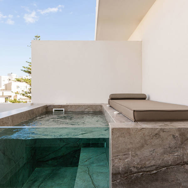 Ethereal White Resort Heraklion room private pool and sunbed