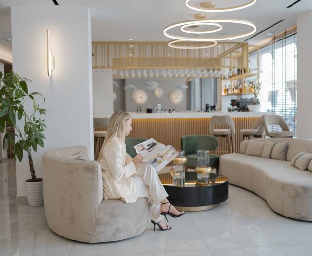 Ethereal White Resort Heraklion bar sitting area