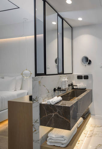 Ethereal White Resort Heraklion Deluxe Suite washbasins