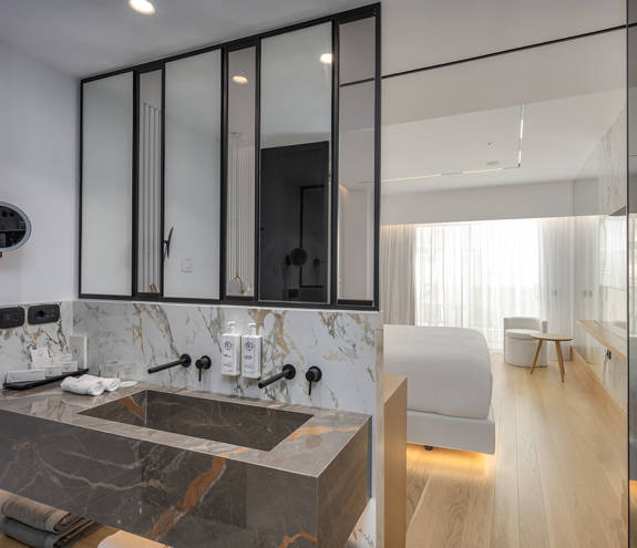 Ethereal White Resort Heraklion Junior Suite washbasins